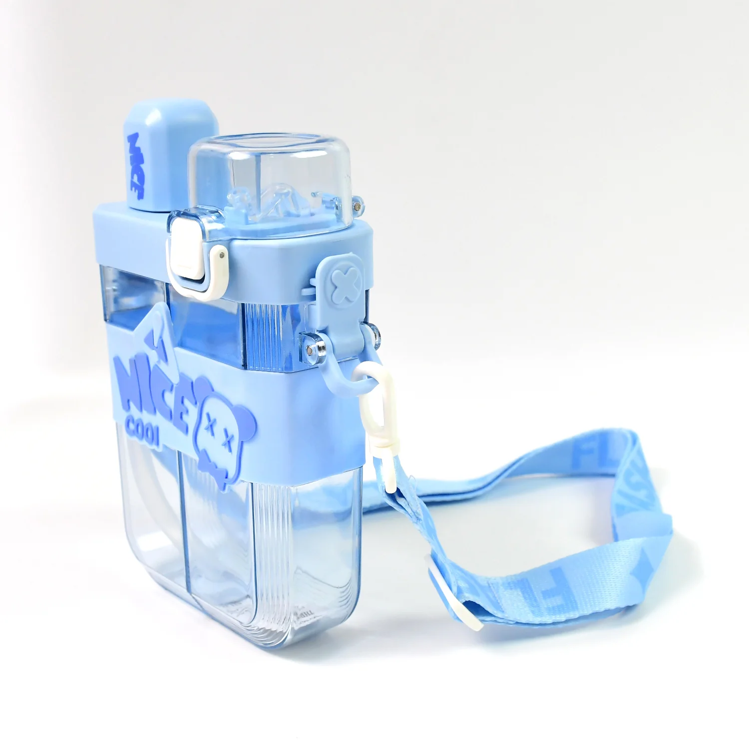 2in1 Dual Compartment Water Bottle with Straw & Adjustable Shoulder Straps (1 Pc/Multi color) - Image 10
