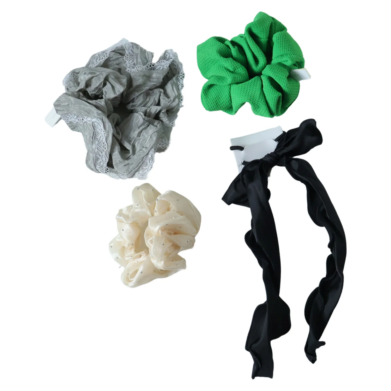 Stylish Fabric Hair Scrunchie with Bow Tie Design(1 Pc, Mix Color & Design) - Image 5