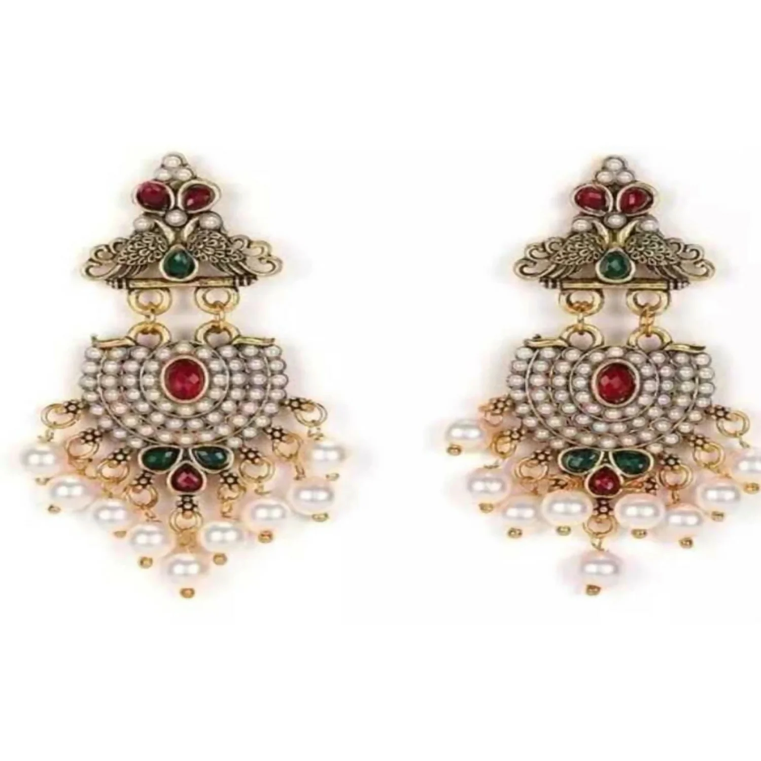 Fancy Traditional Pearl Jhumka Earrings Navaratri Special Earrings Jhumka For Women - Image 3