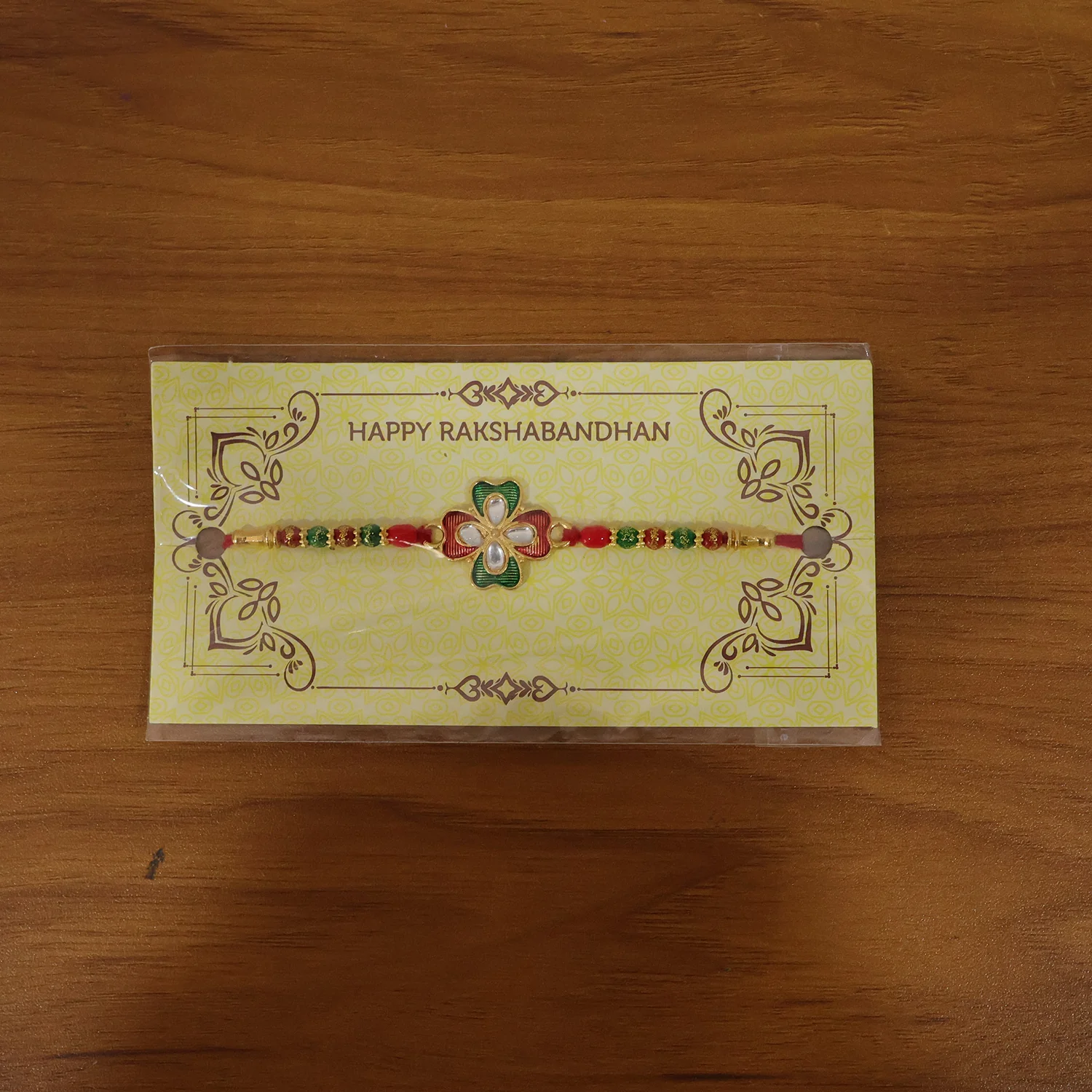 Stylish Floral Stone Designer Rakhi (1 Pc) - Image 9