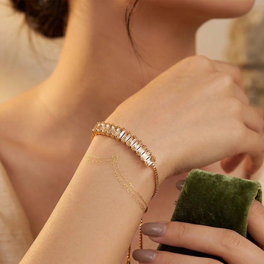 Stylish Gold Plated American Diamond Bracelet - Image 2
