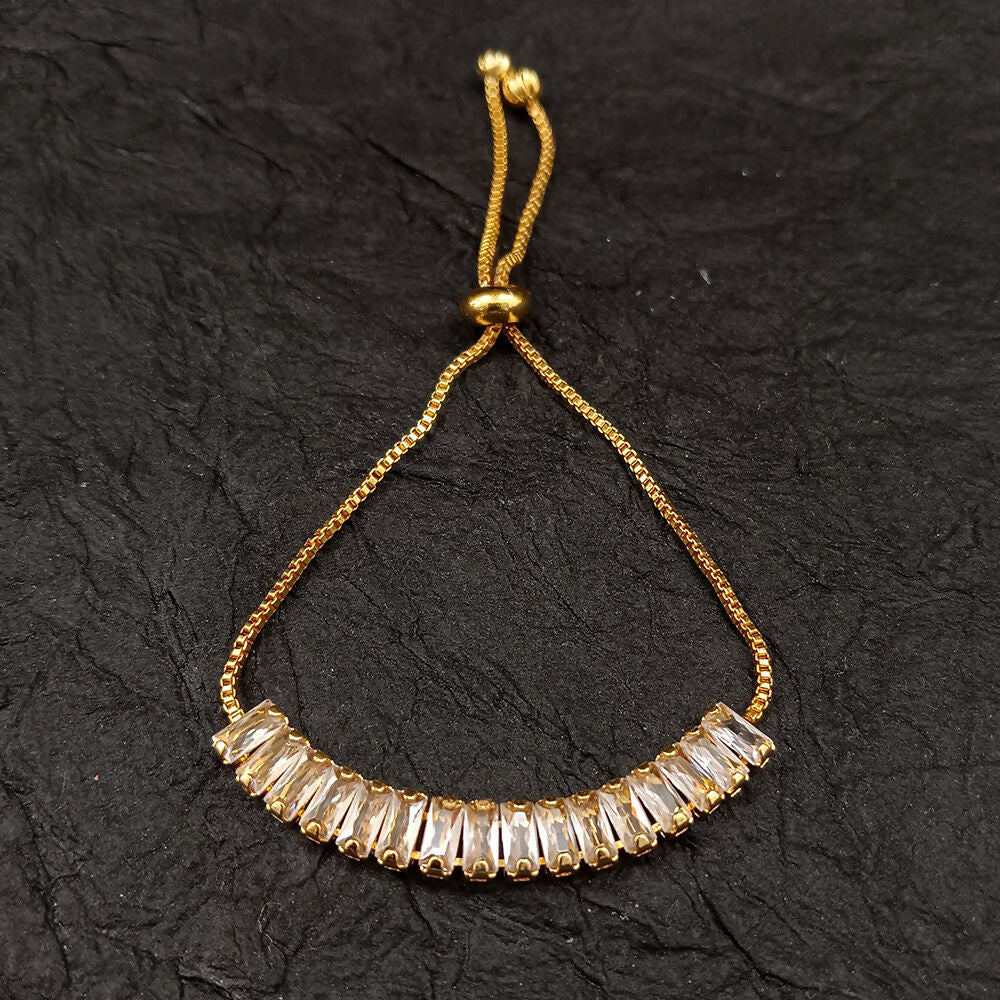 Stylish Gold Plated American Diamond Bracelet - Image 3