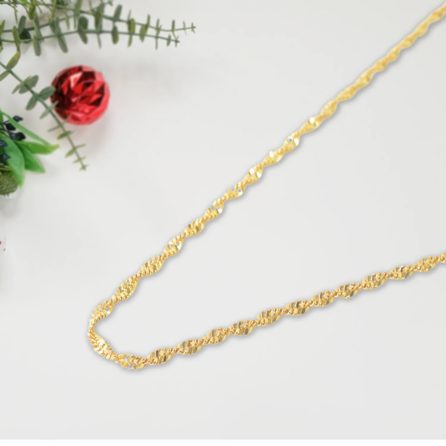 Stylish Gold Plated Fashion Jewellery LONG Wheat Chain - Image 3
