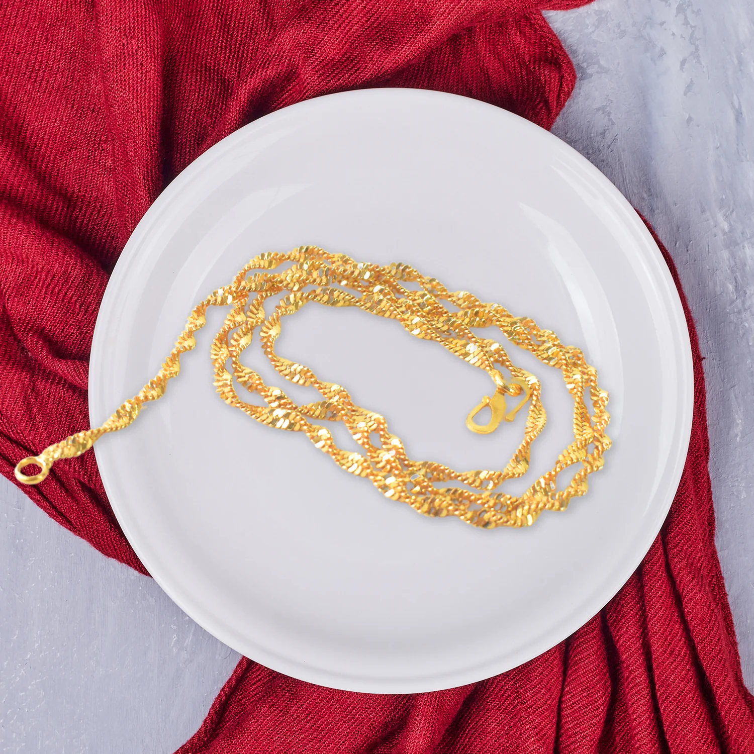 Stylish Gold Plated Fashion Jewellery LONG Wheat Chain - Image 5