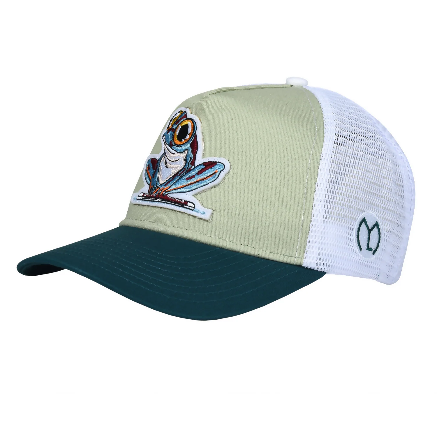 Stylish Green Mesh Back Adjustable Cap with Embroidered Frog Patch Breathable Fashion Cap for Men & Women - Image 3
