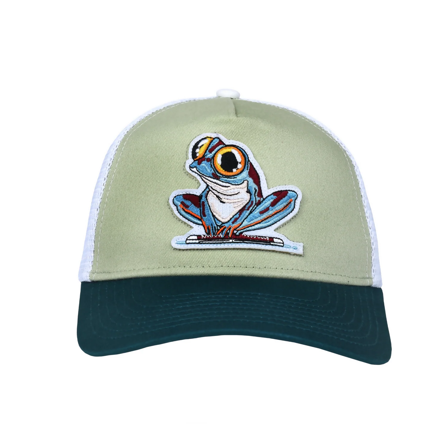Stylish Green Mesh Back Adjustable Cap with Embroidered Frog Patch Breathable Fashion Cap for Men & Women - Image 5