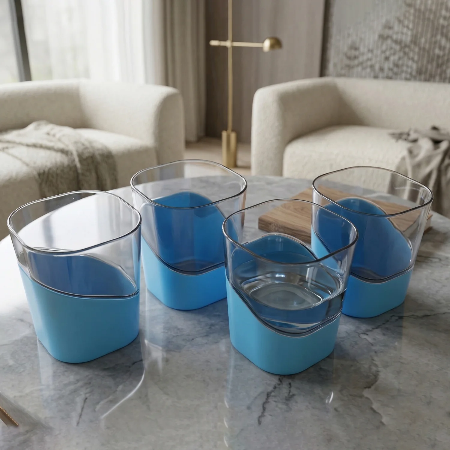Prexo Stylish Grip Base Plastic Selo Glass (4 Pc, Set 300 ML Each) - Image 9
