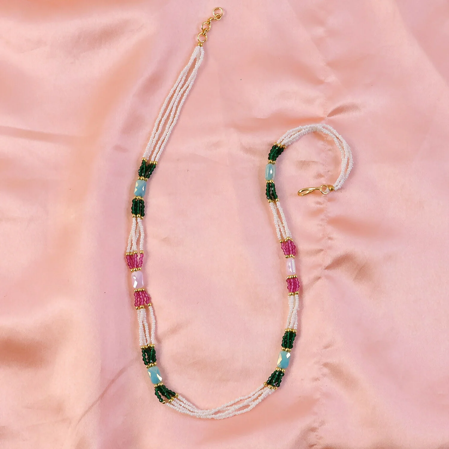 Stylish Handmade Multicolor Beaded Mala Necklace for Women Elegant Wear - Image 3