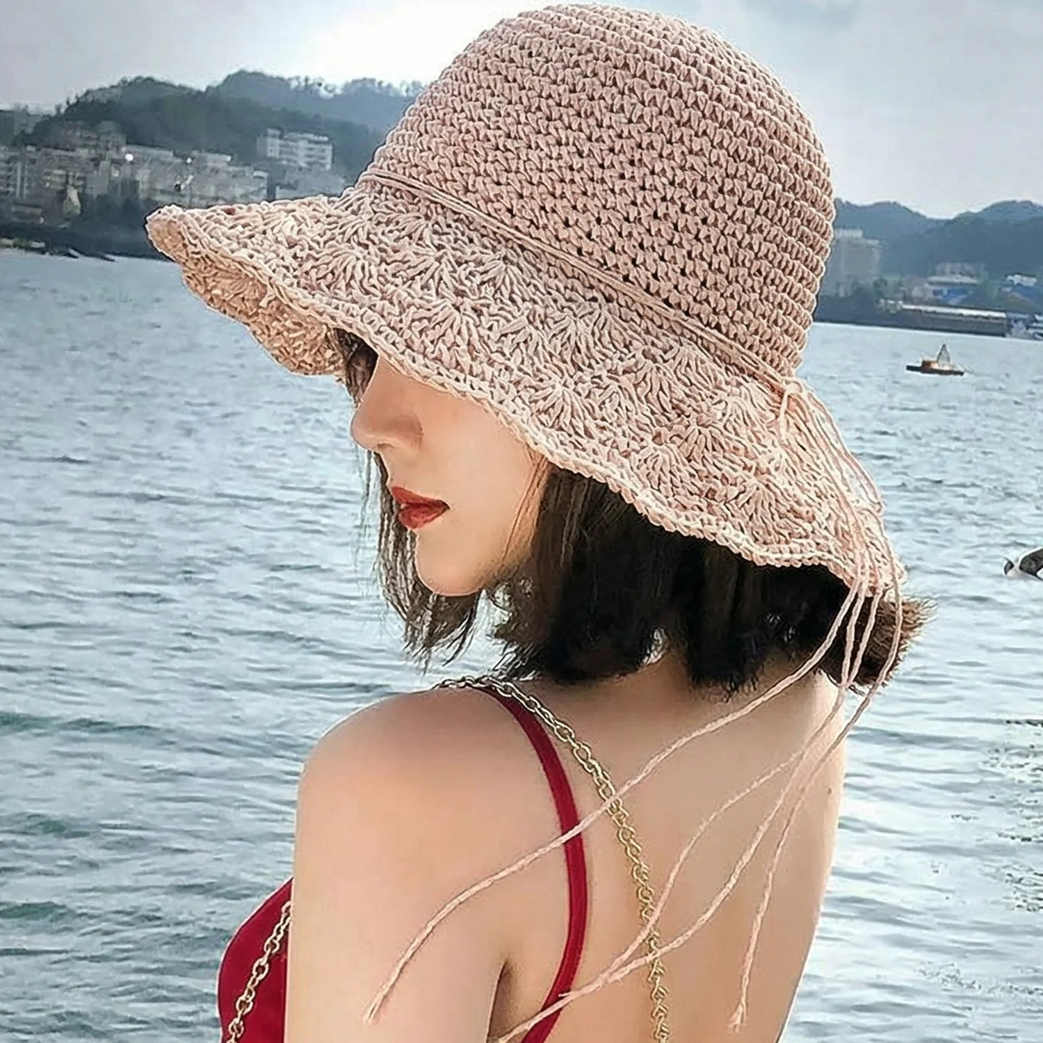 Stylish Handwoven Wide Brim Summer Sun Hat Cap (1 Pc) - Image 3
