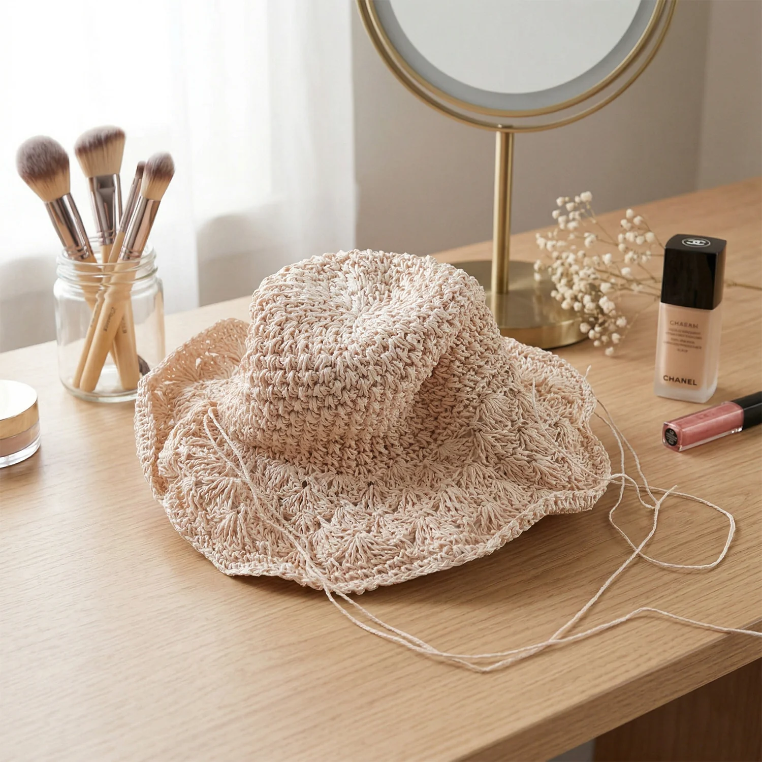 Stylish Handwoven Wide Brim Summer Sun Hat Cap (1 Pc) - Image 7