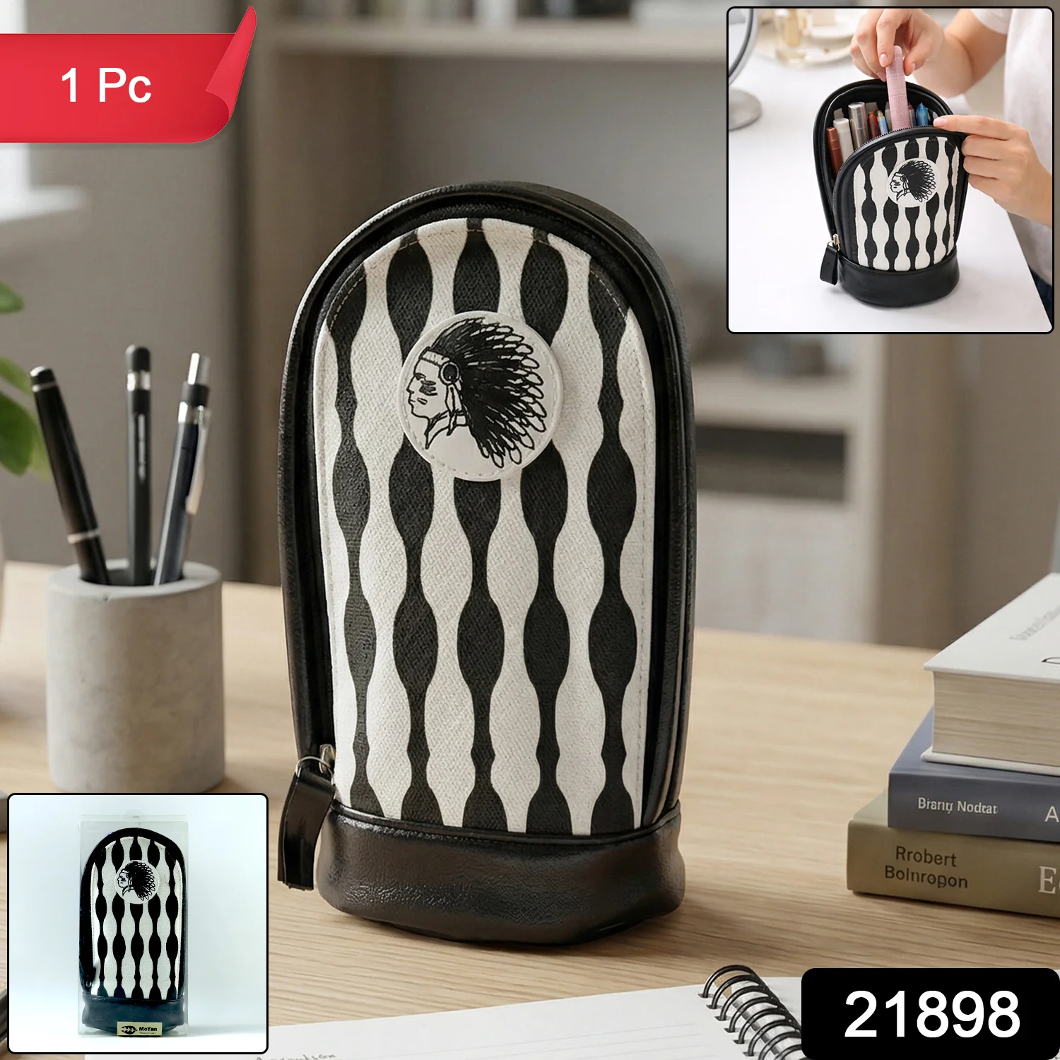Stylish Hard Base Zipper Pencil Pouch (1 Pc) - Image 2