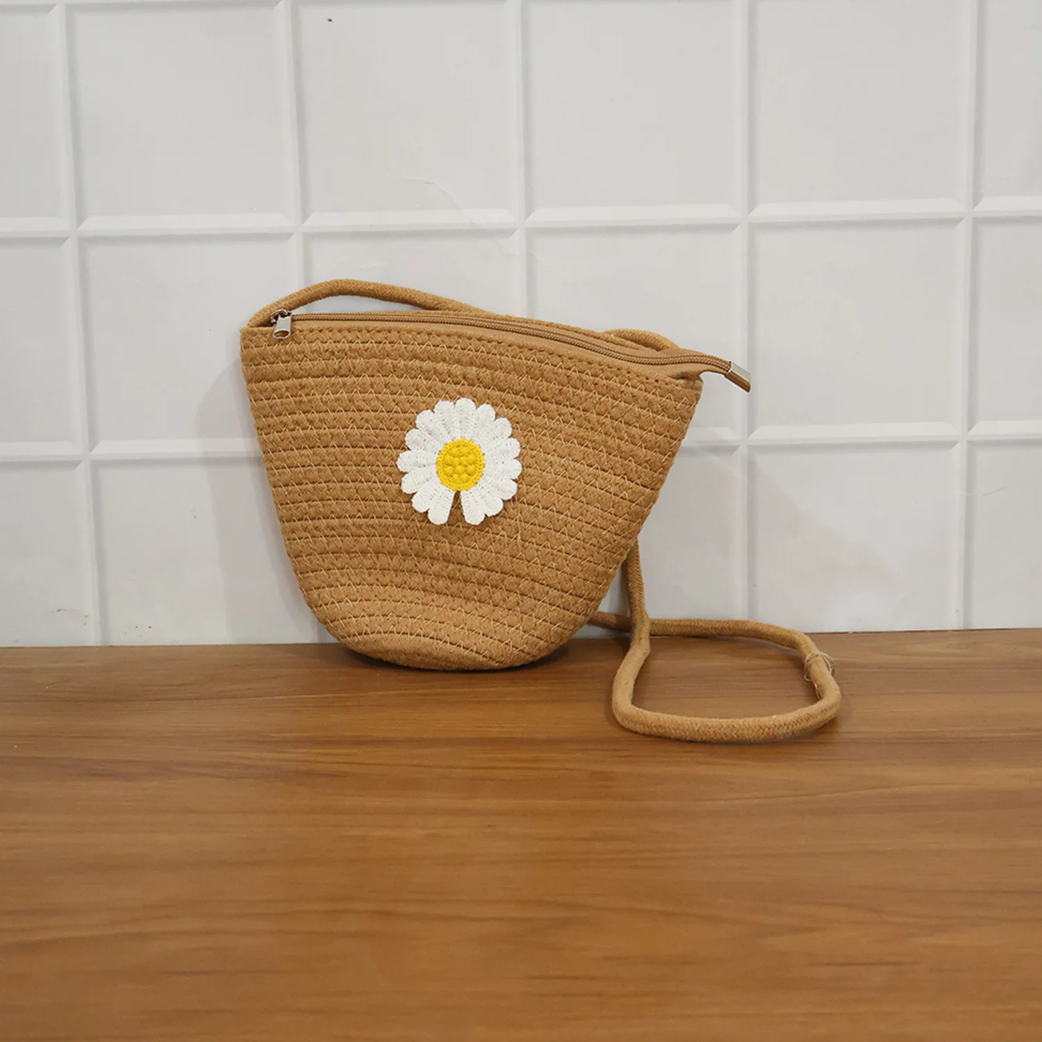 Stylish Jute Crossbody Sling Bag (1 Pc, 17x23 Cm) - Image 8