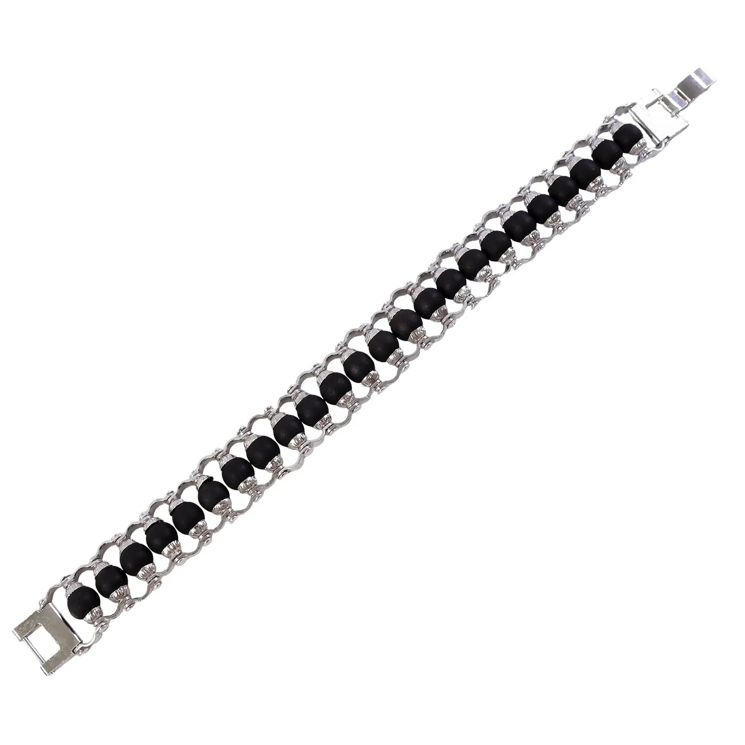 Stylish Karungali Black Bead Silver plated Chain Bracelet for Men Trendy Designer Wrist Wear - Image 3