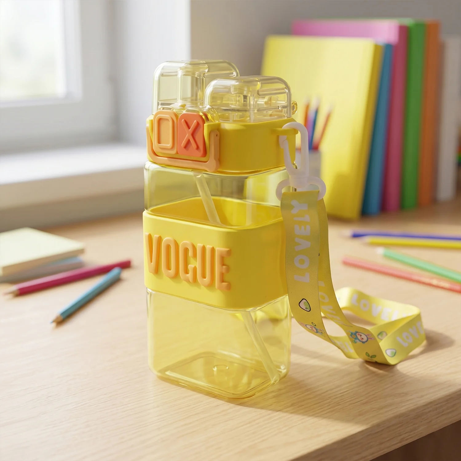 Stylish Kids Plastic Water Bottle with Straw and Leakproof Lid (500 ML Approx) - Image 4