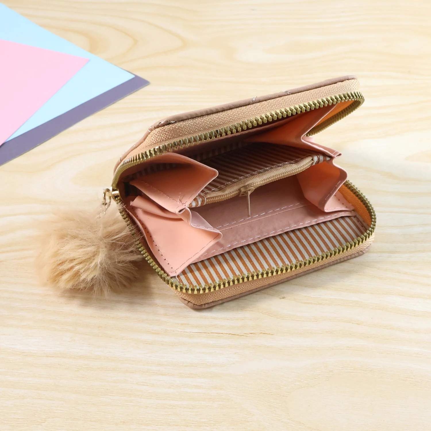 Stylish Kids Wallet with Soft Fur Zip Puller (1 Pc) - Image 3