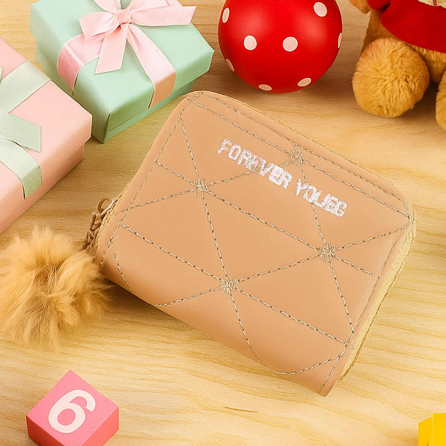 Stylish Kids Wallet with Soft Fur Zip Puller (1 Pc) - Image 4