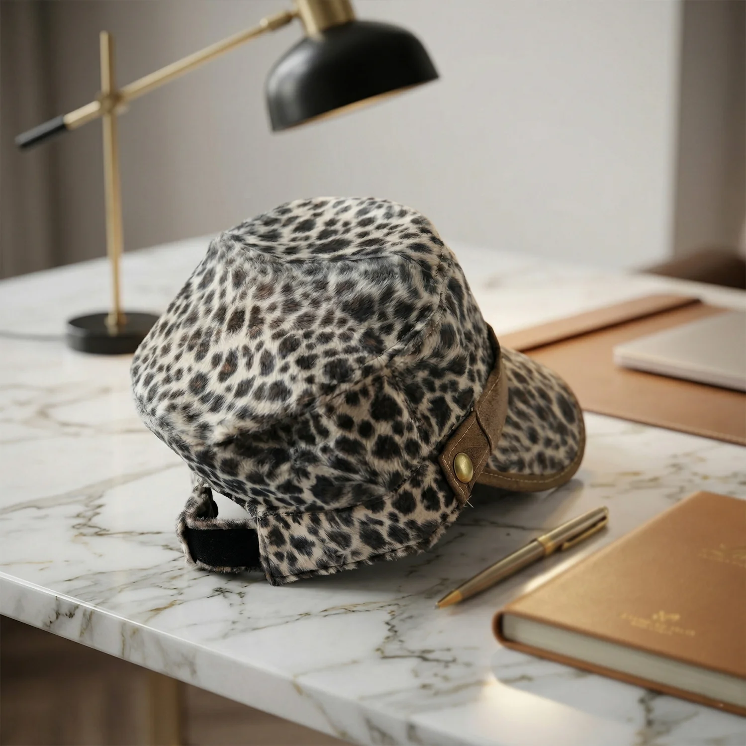 Stylish Leopard Print Military Style Cap (1 Pc) - Image 5