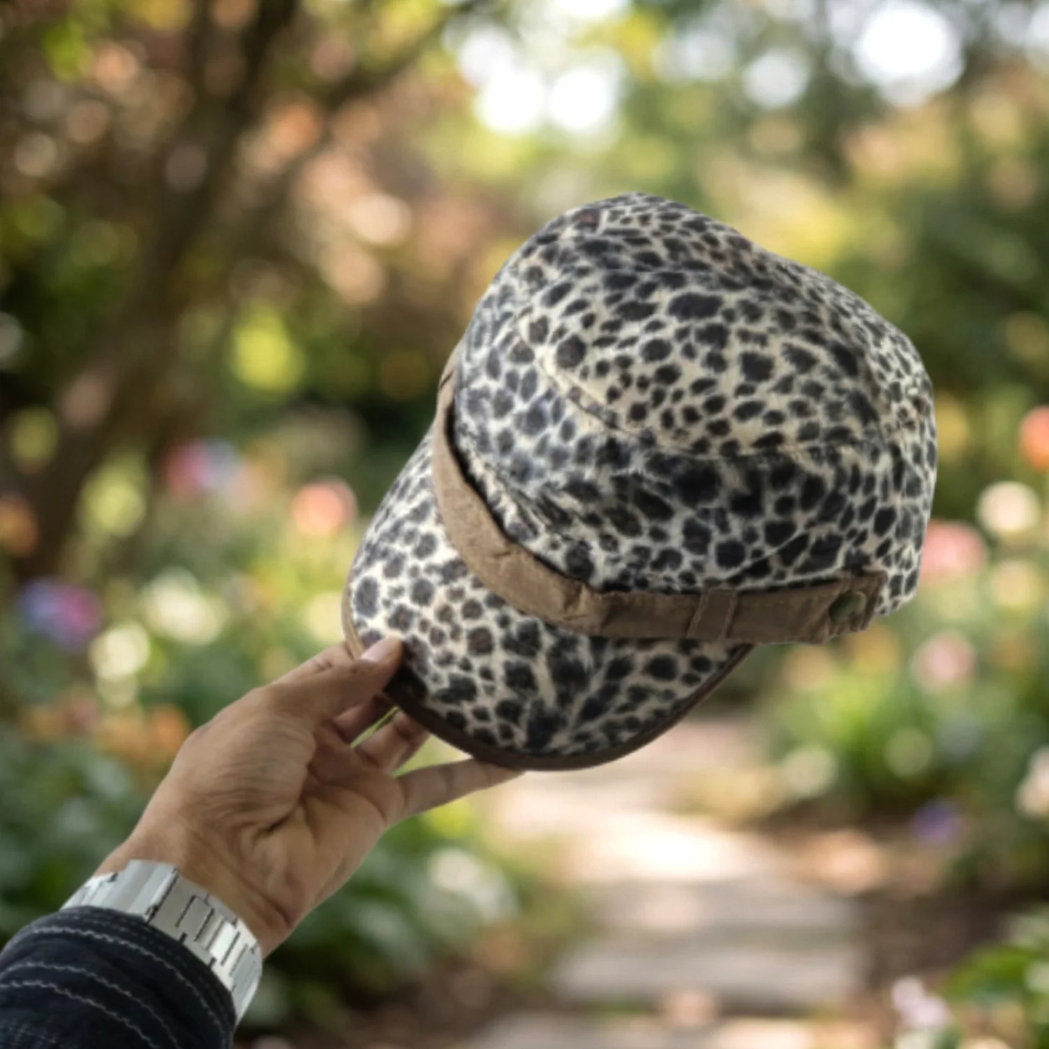 Stylish Leopard Print Military Style Cap (1 Pc) - Image 7