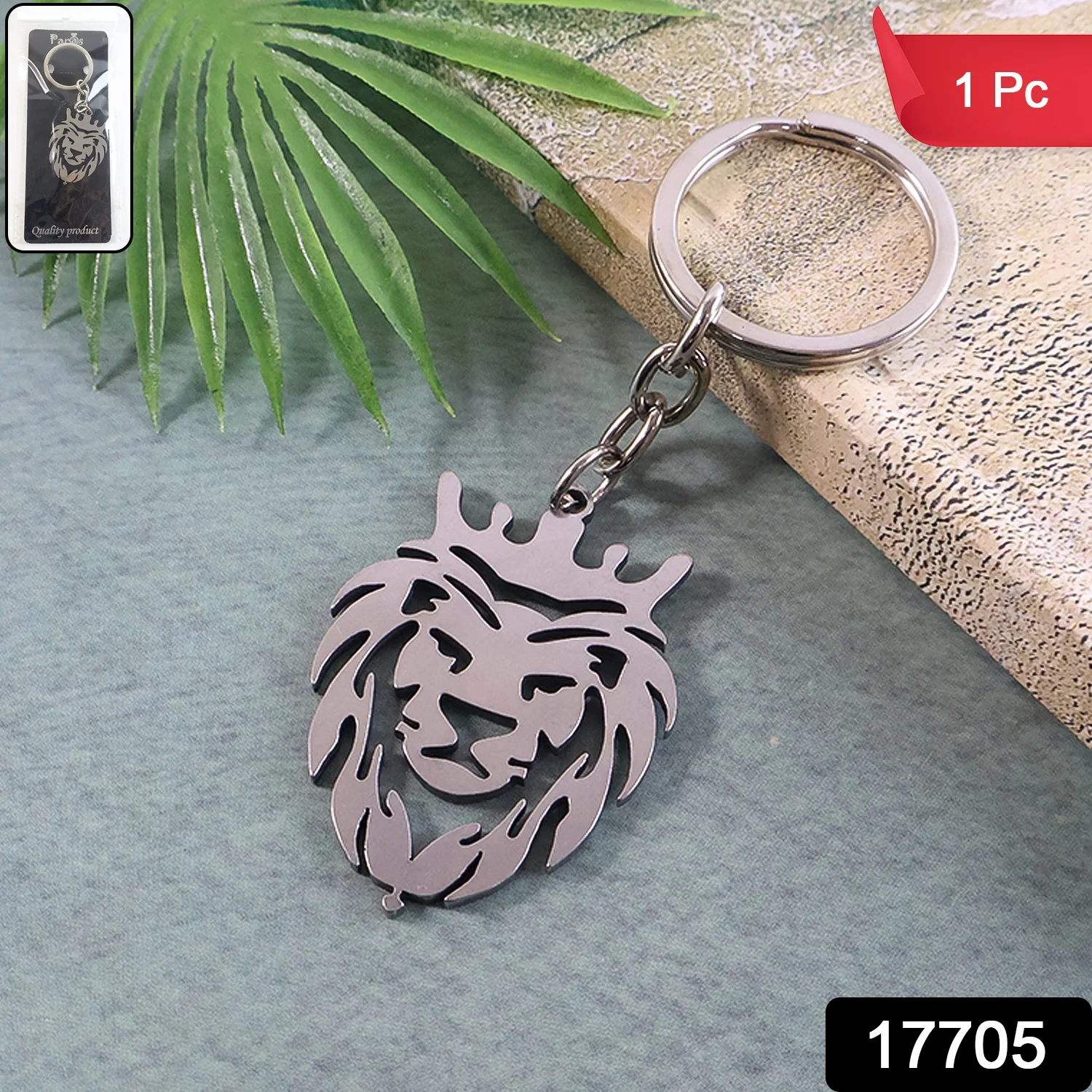 Stylish Metal Lion Head Keychain (1 Pc) - Image 2