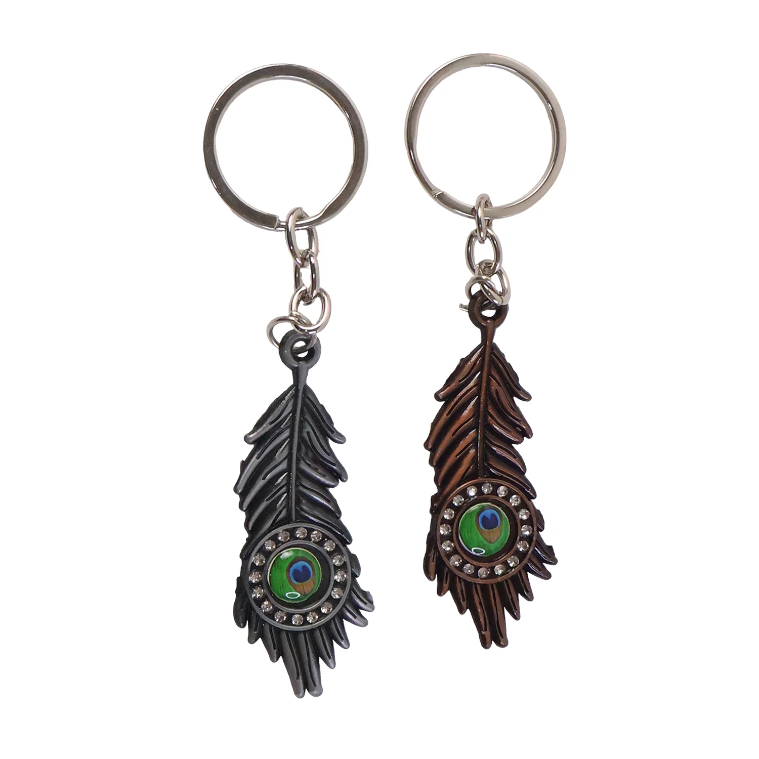 Stylish Mor Pankh (Peacock Feather) Metal Keychain – Elegant Crystal Accent Key Ring (Mix Color) (1 Pc) - Image 10