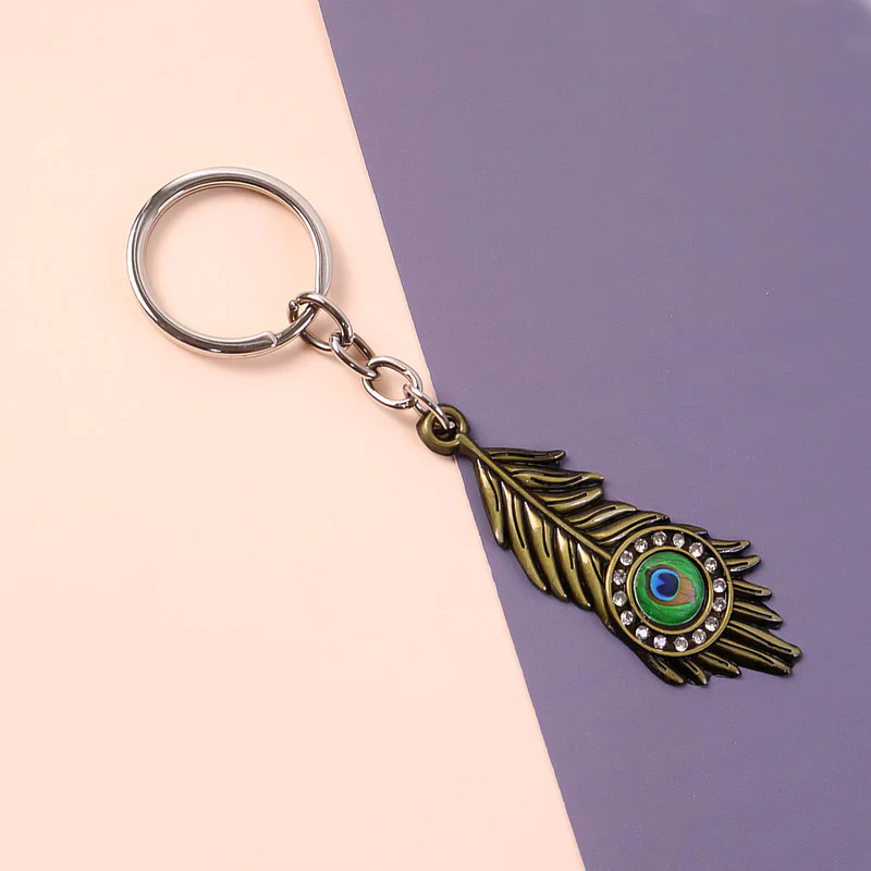 Stylish Mor Pankh (Peacock Feather) Metal Keychain – Elegant Crystal Accent Key Ring (Mix Color) (1 Pc) - Image 7