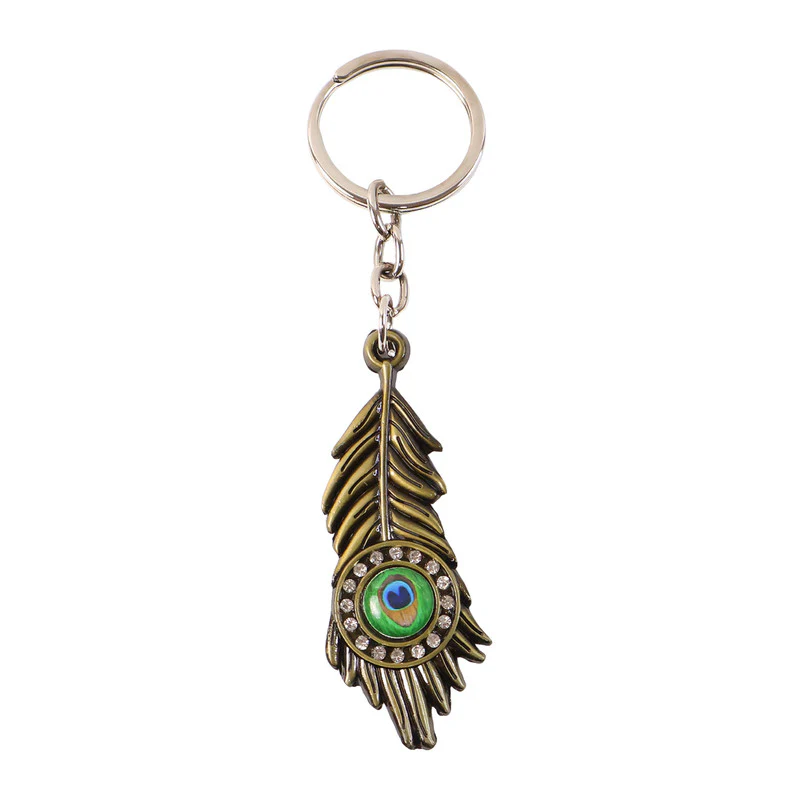 Stylish Mor Pankh (Peacock Feather) Metal Keychain – Elegant Crystal Accent Key Ring (Mix Color) (1 Pc) - Image 9