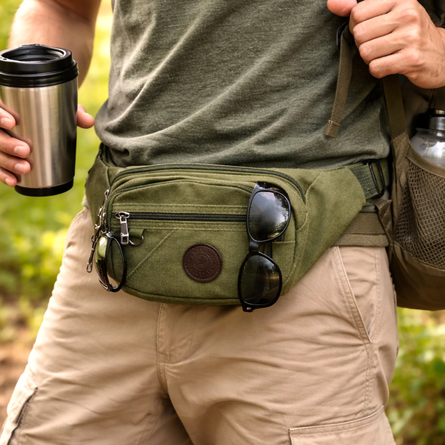 Stylish Multi-Pocket Black Waist Bag / Fanny Pack (1 Pc / Mix Design) - Image 6