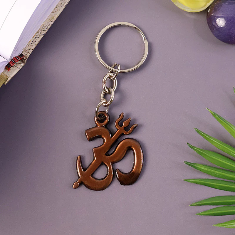 Stylish Om Trishul Metal Keychain – Spiritual Symbol Key Ring for Men & Women - Image 2
