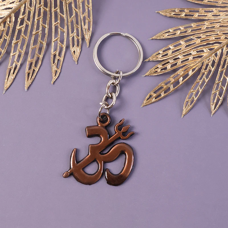 Stylish Om Trishul Metal Keychain – Spiritual Symbol Key Ring for Men & Women - Image 3