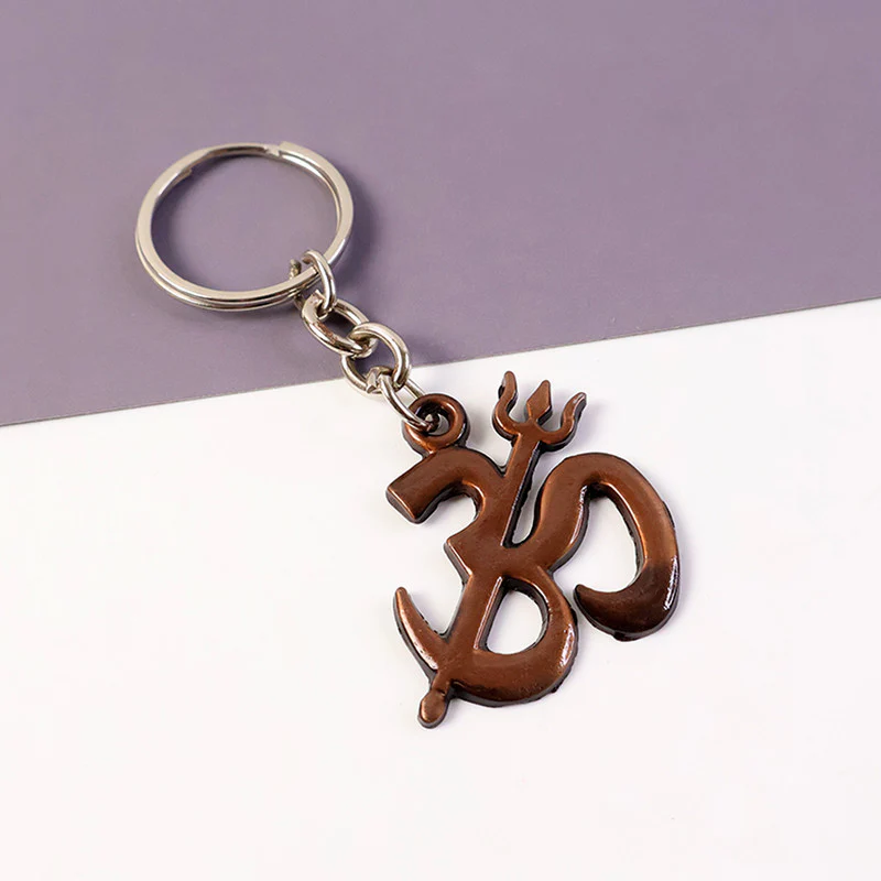 Stylish Om Trishul Metal Keychain – Spiritual Symbol Key Ring for Men & Women - Image 4