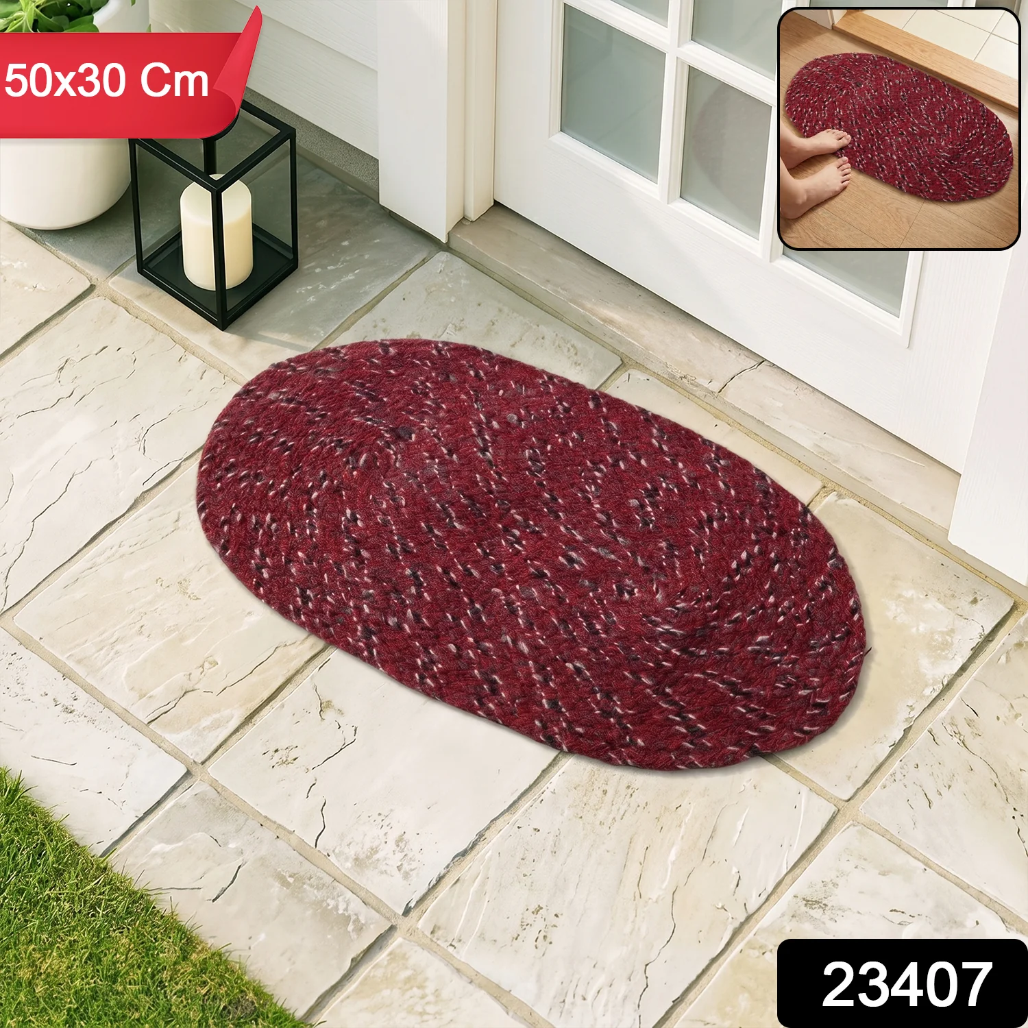 Stylish Oval Floor Mat – (1 Pc, 50x30 Cm) - Image 2