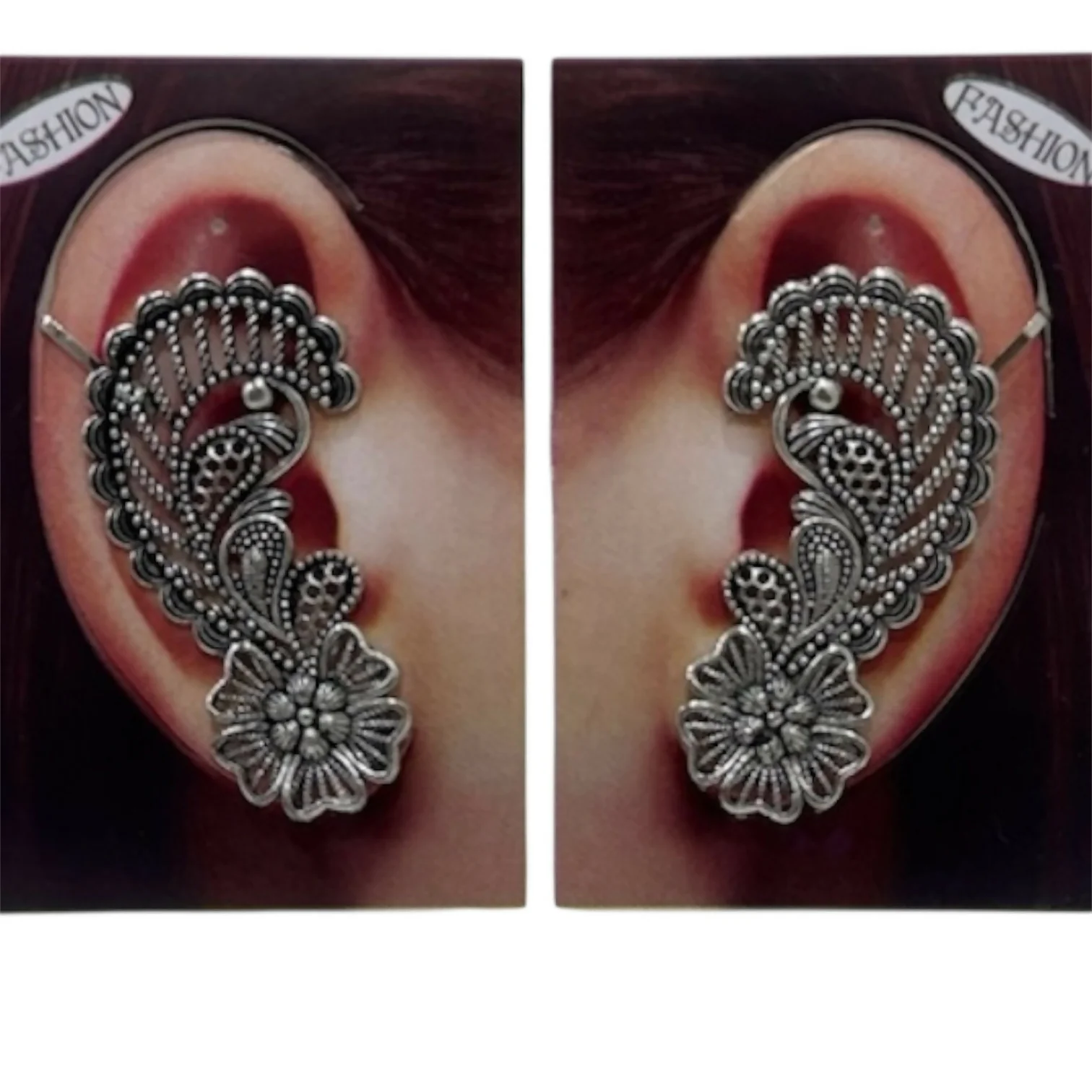 Stylish Oxidised Silver Ear Cuff Earrings for Women & Girls - Image 4