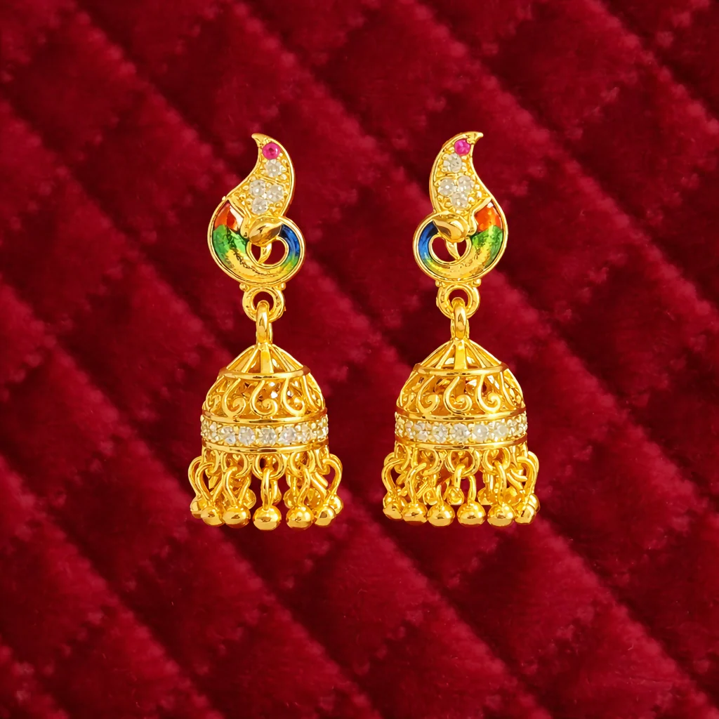 Stylish Peacock Design Party Wear Earrings - Image 2