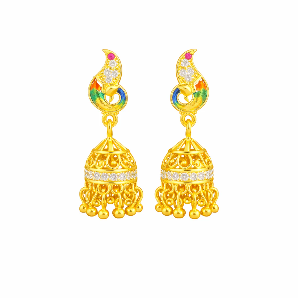 Stylish Peacock Design Party Wear Earrings - Image 3