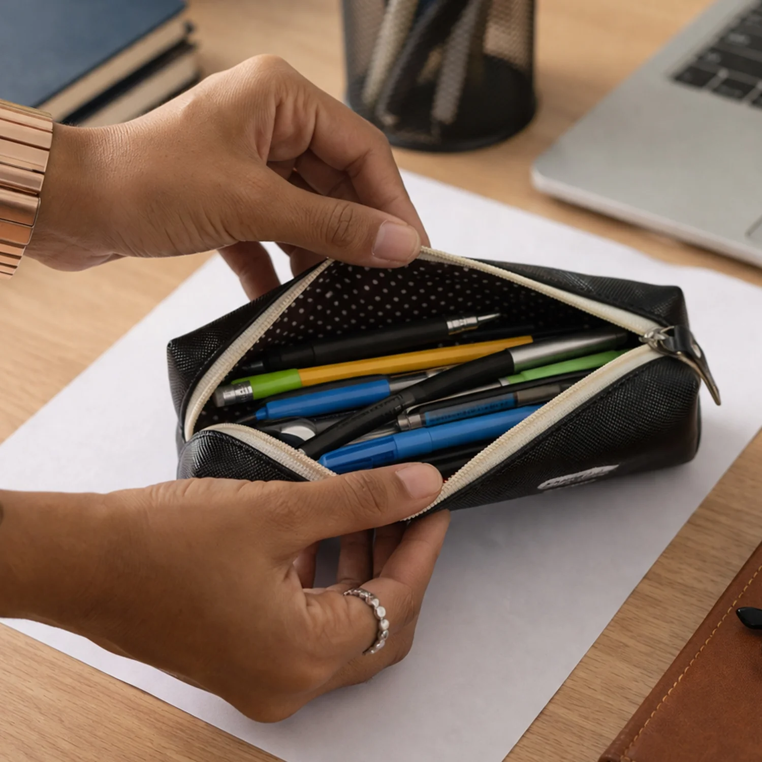 Stylish Printed Zipper Pencil Pouch Organizer (1 Pc) - Image 3