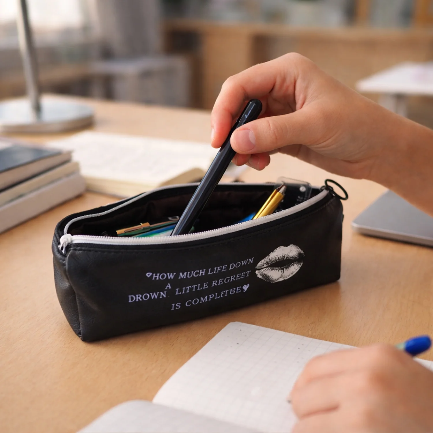 Stylish Printed Zipper Pencil Pouch Organizer (1 Pc) - Image 5