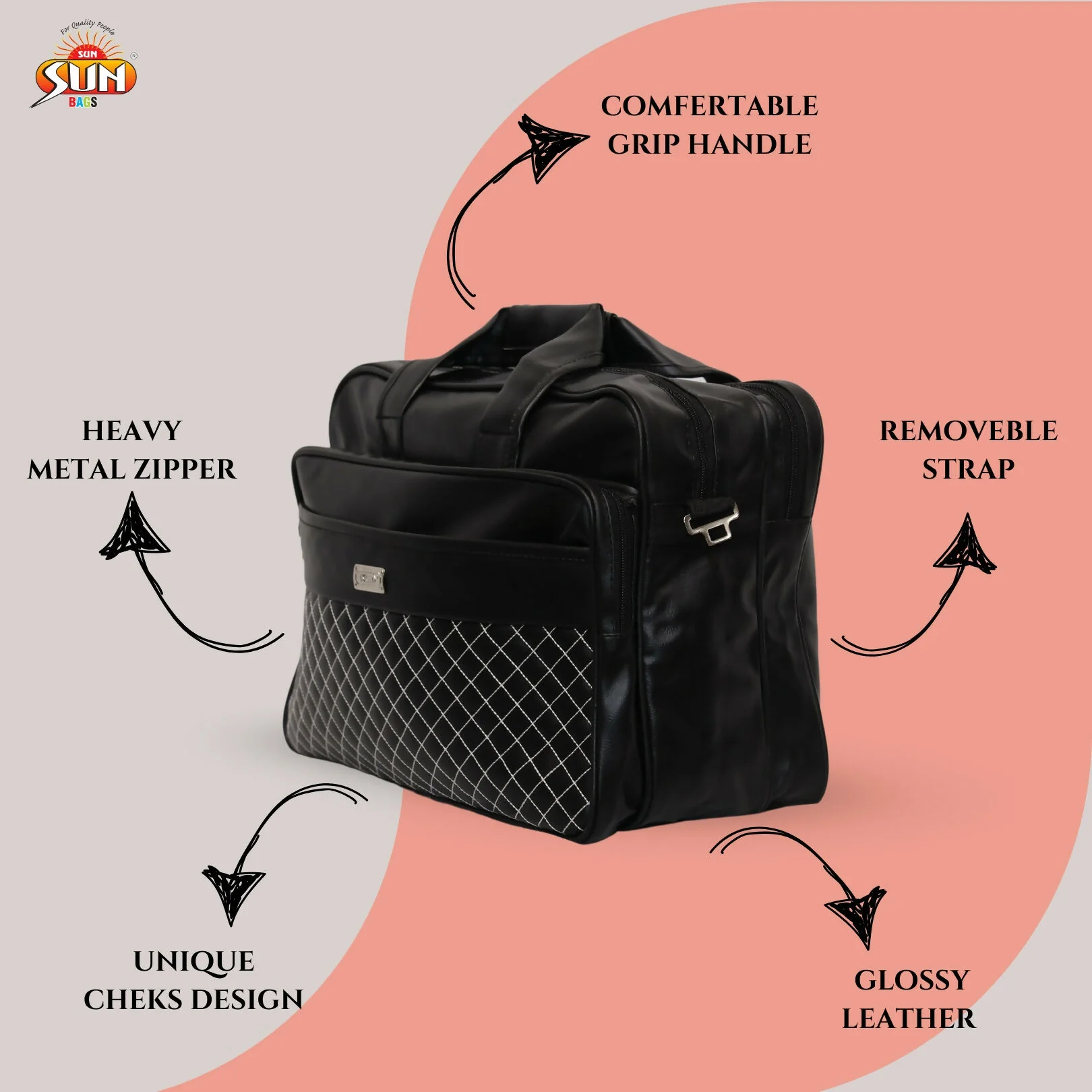 Stylish Quilted Hand & Shoulder Travel Bag with Multiple Compartments - Image 4