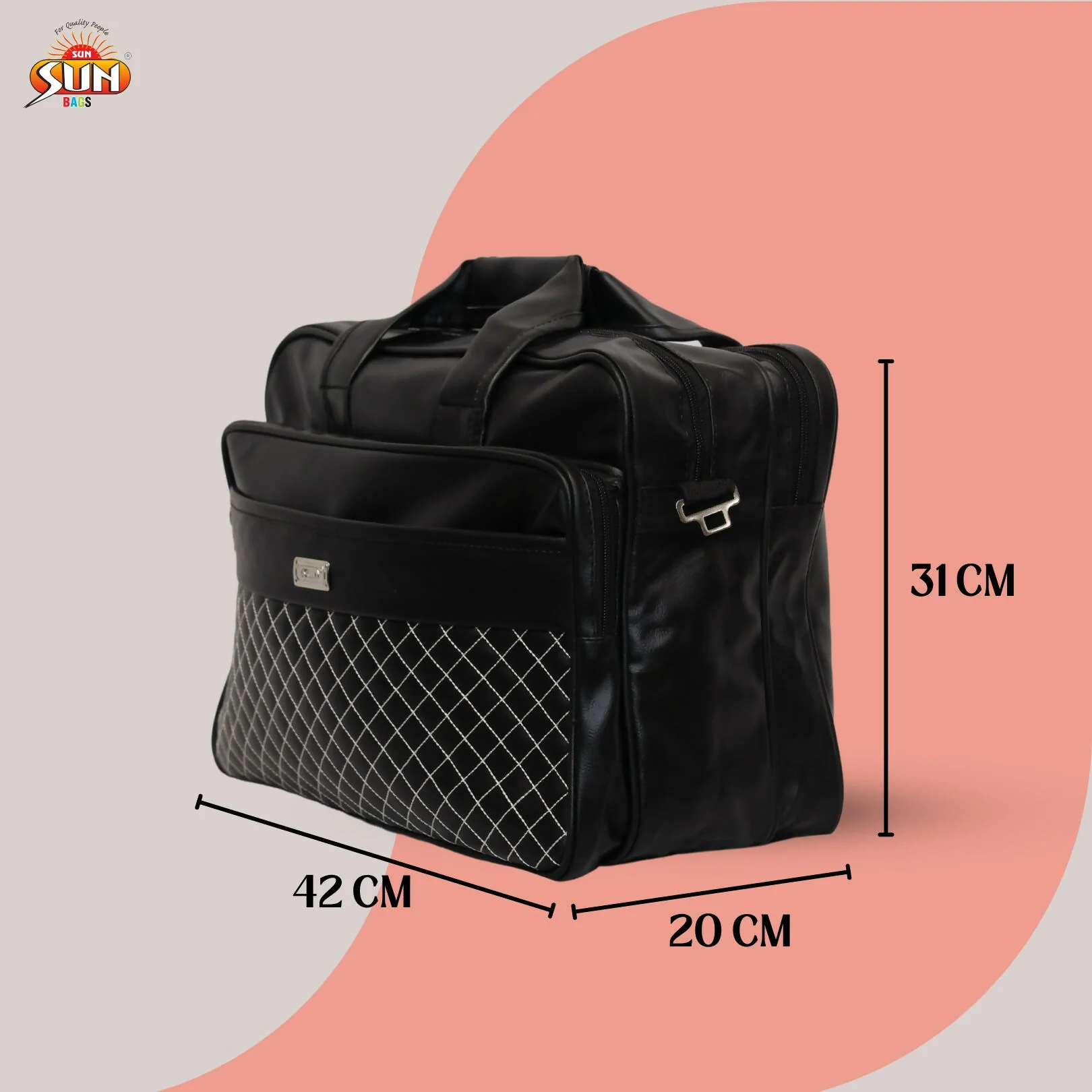 Stylish Quilted Hand & Shoulder Travel Bag with Multiple Compartments - Image 7