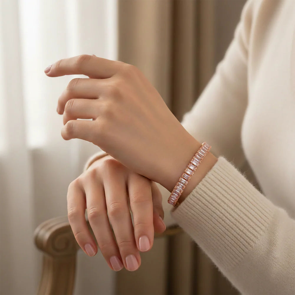 Stylish Rose Gold Plated AD Stone Bracelet for Women - Image 2