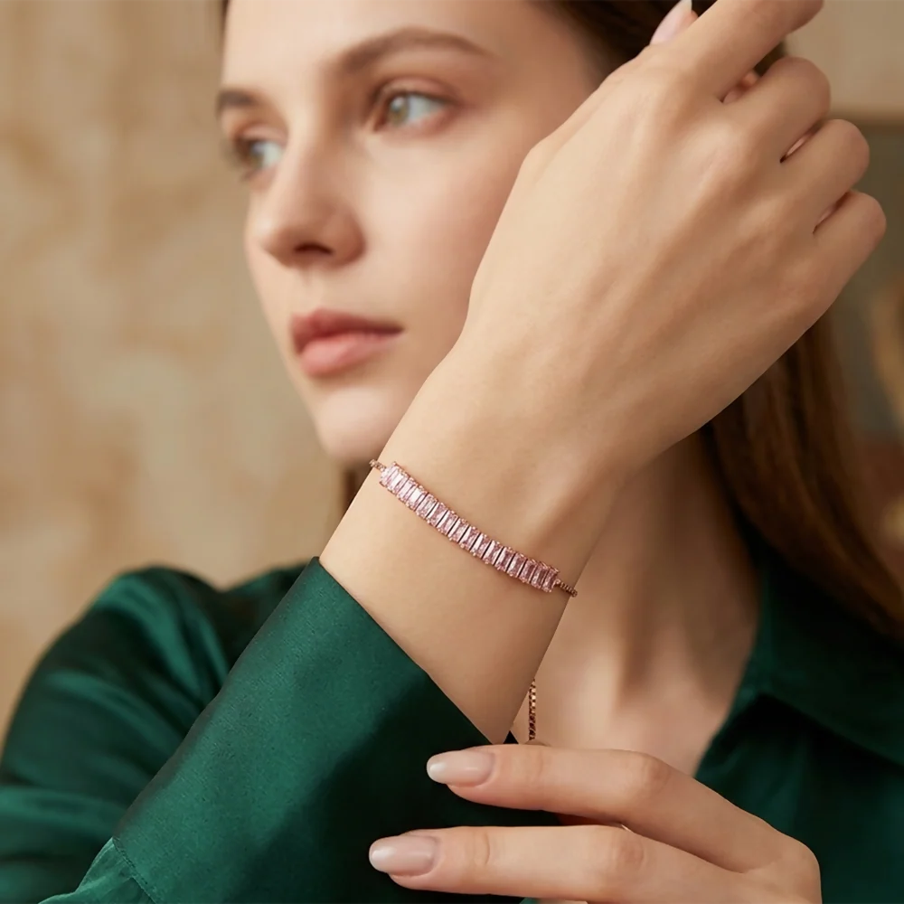 Stylish Rose Gold Plated AD Stone Bracelet For women