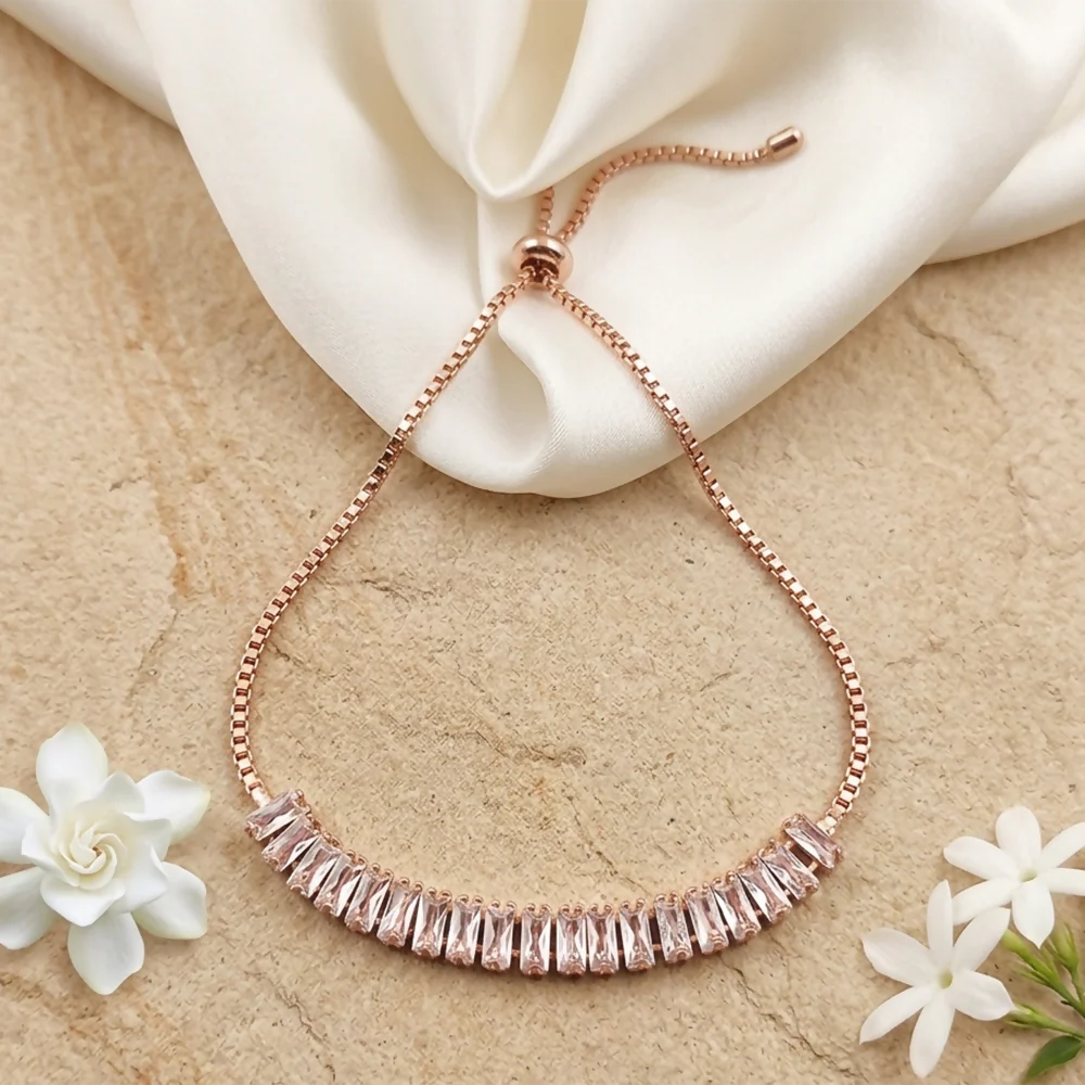 Stylish Rose Gold Plated AD Stone Bracelet For women - Image 2