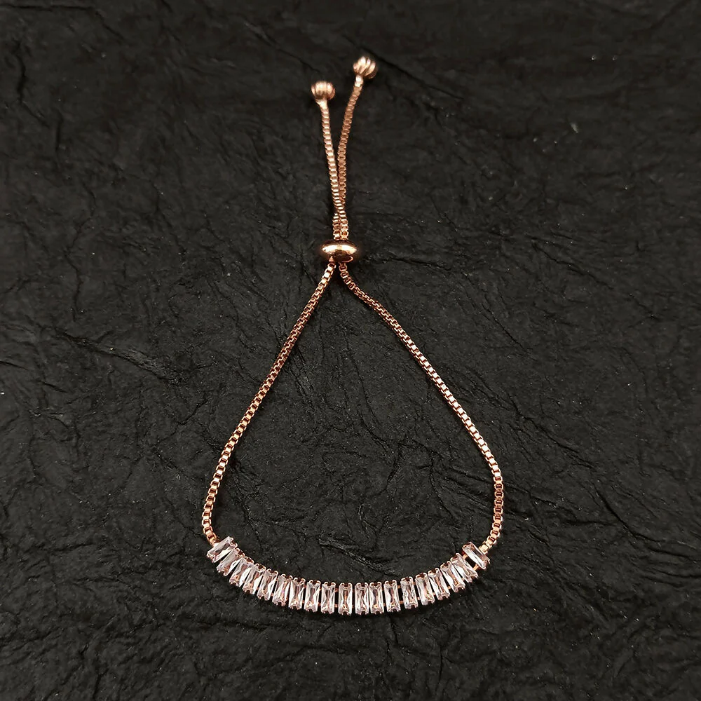Stylish Rose Gold Plated AD Stone Bracelet For women - Image 4