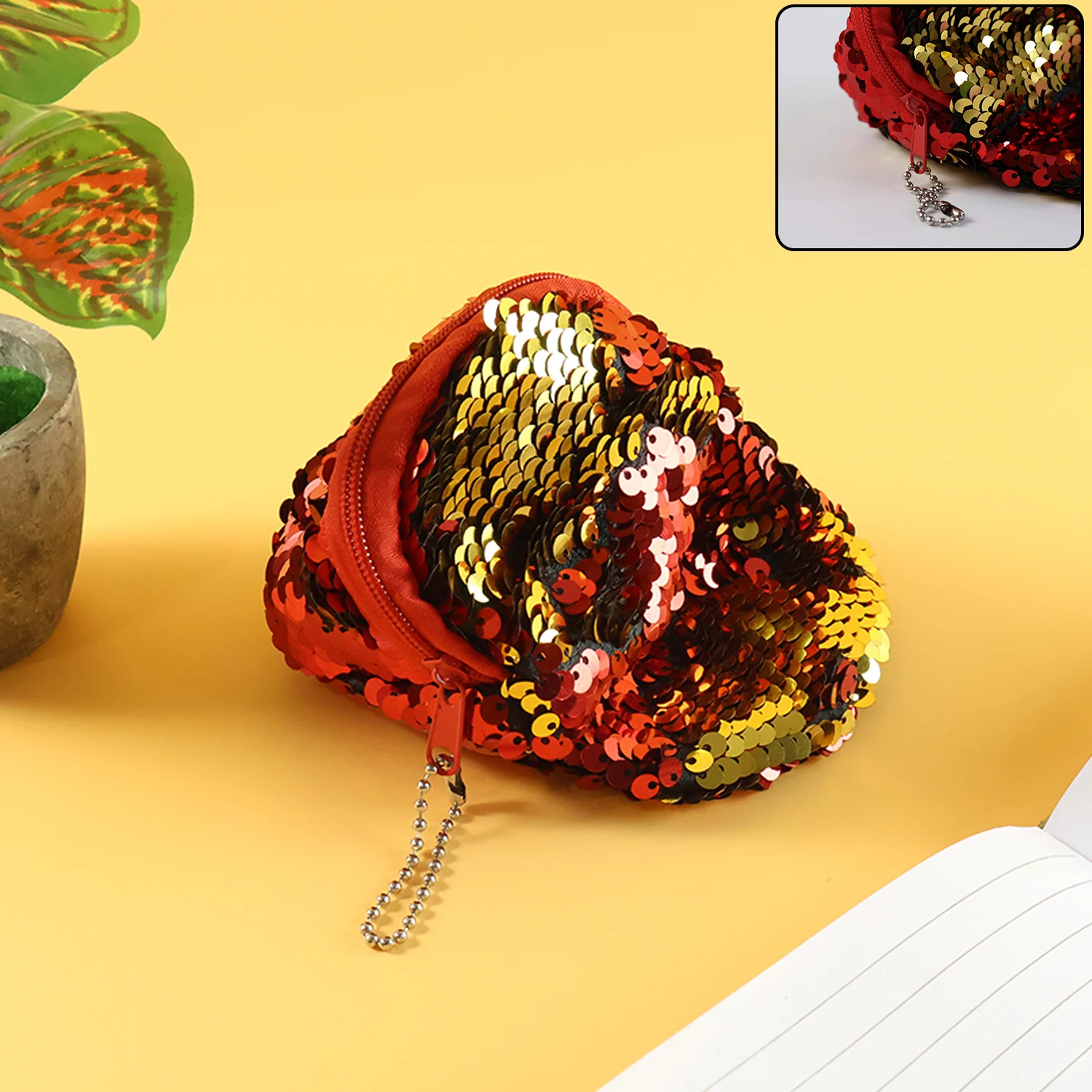 Stylish Sequin Mini Cap-Shaped Coin Purse (1 Pc) - Image 4