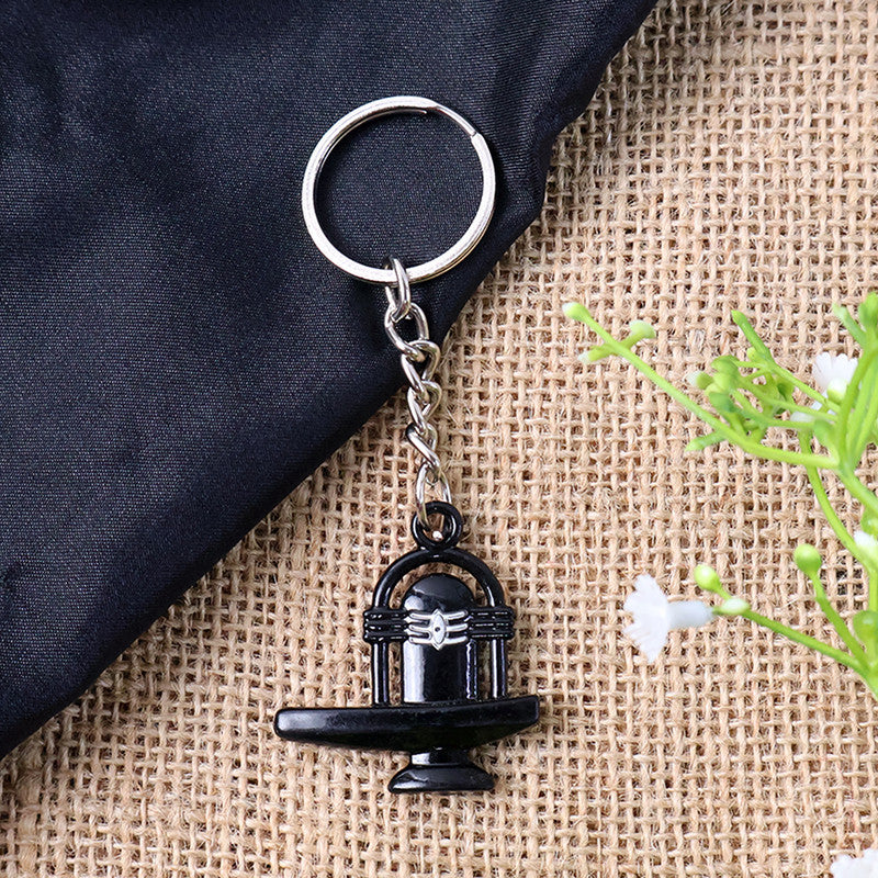 Stylish Shivling Metal Keychain – Elegant Black Finish Divine Key Ring - Image 2
