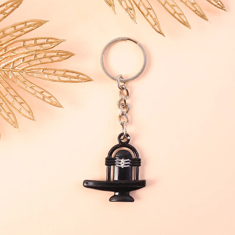 Stylish Shivling Metal Keychain – Elegant Black Finish Divine Key Ring - Image 3