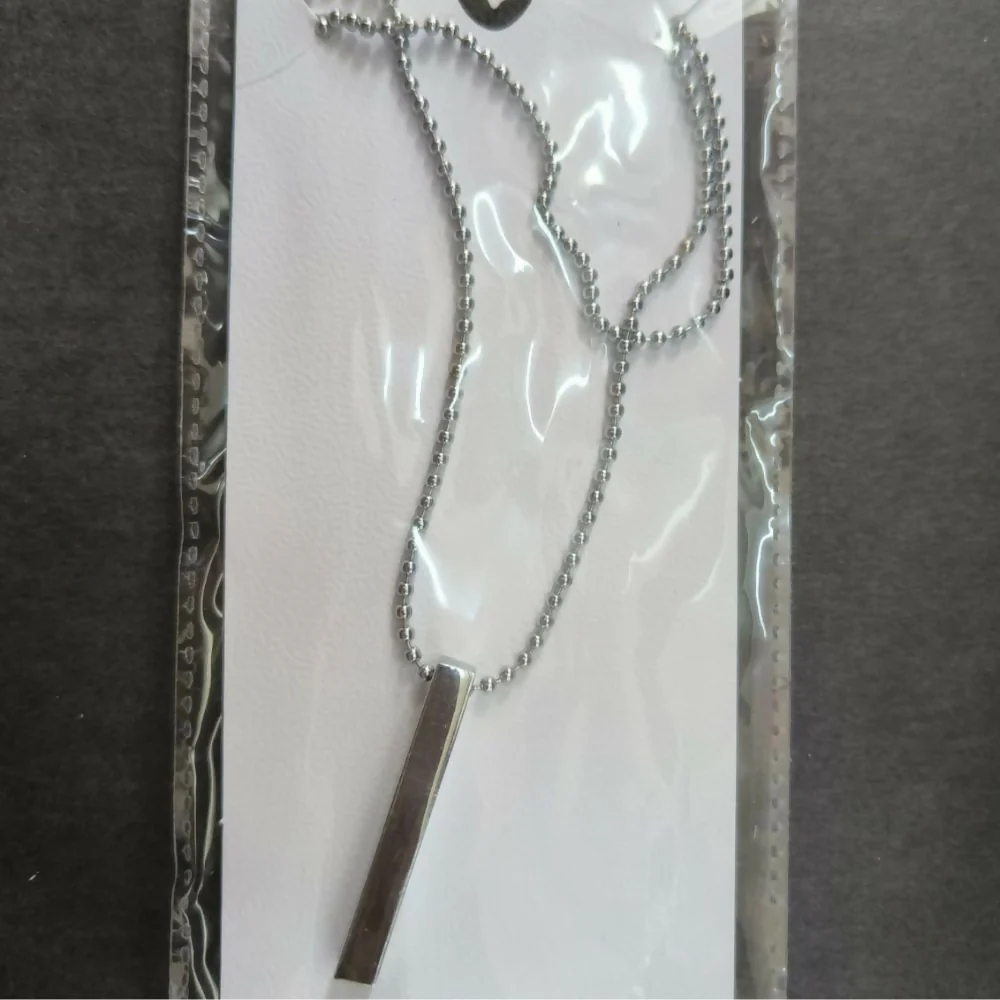 Stylish Silver-Plated Sleek Bar Pendant Chain for Men Minimal Necklace - Image 3