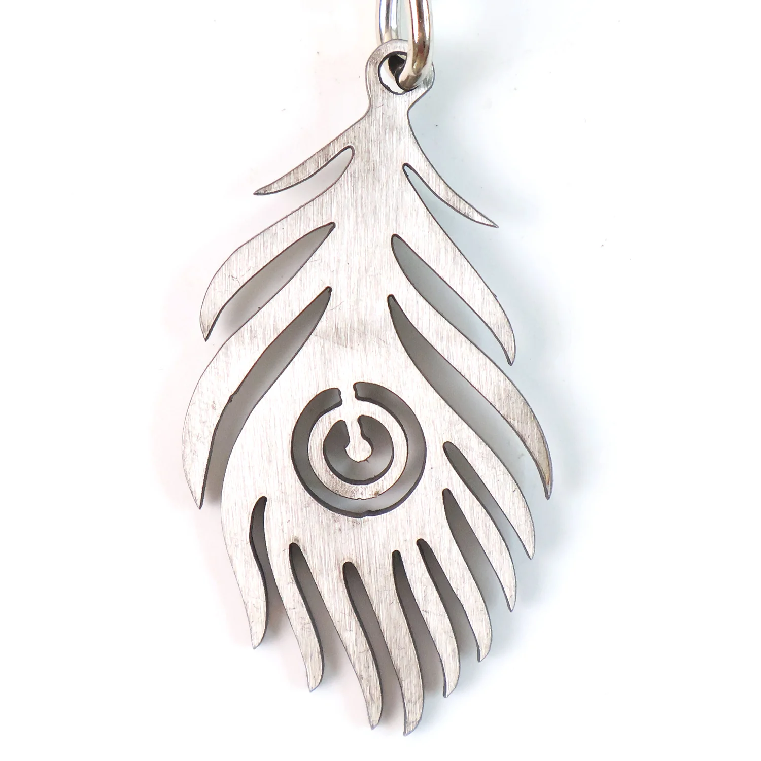 Stylish Stainless Steel Peacock Feather Keychain (1 Pc) - Image 3