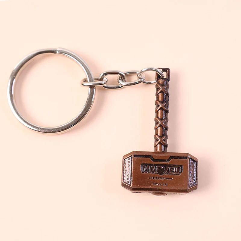 Stylish Superhero Hammer Shape Metal Keychain – Mini Hammer Design Key Ring (Mix Design) - Image 2