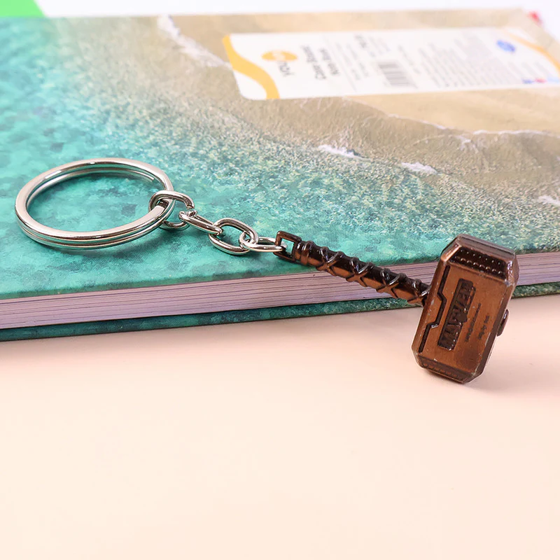 Stylish Superhero Hammer Shape Metal Keychain – Mini Hammer Design Key Ring (Mix Design) - Image 4