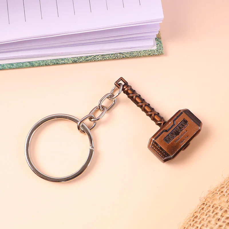 Stylish Superhero Hammer Shape Metal Keychain – Mini Hammer Design Key Ring (Mix Design) - Image 5